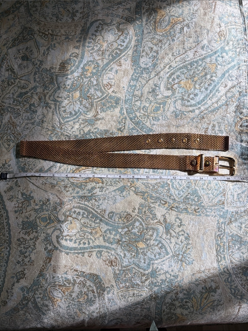 Vintage Shiny Gold Tone Metal Mesh Belt Retro Liquid Gold Statement Cinch Belt - Picture 11 of 13
